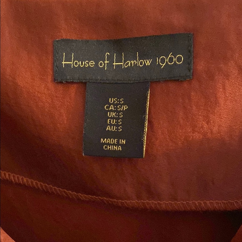 House of Harlow 1960 Asymmetrical Ruched Slip Dress in Orange Red - Picture 3 of 3